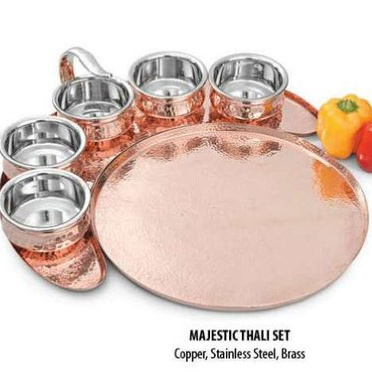 Wholesale Best Selling Cheap Price Traditional Dinner Set Hot Selling Copper Dinnerware Set Majestic Thali Set Indian Dinnerware