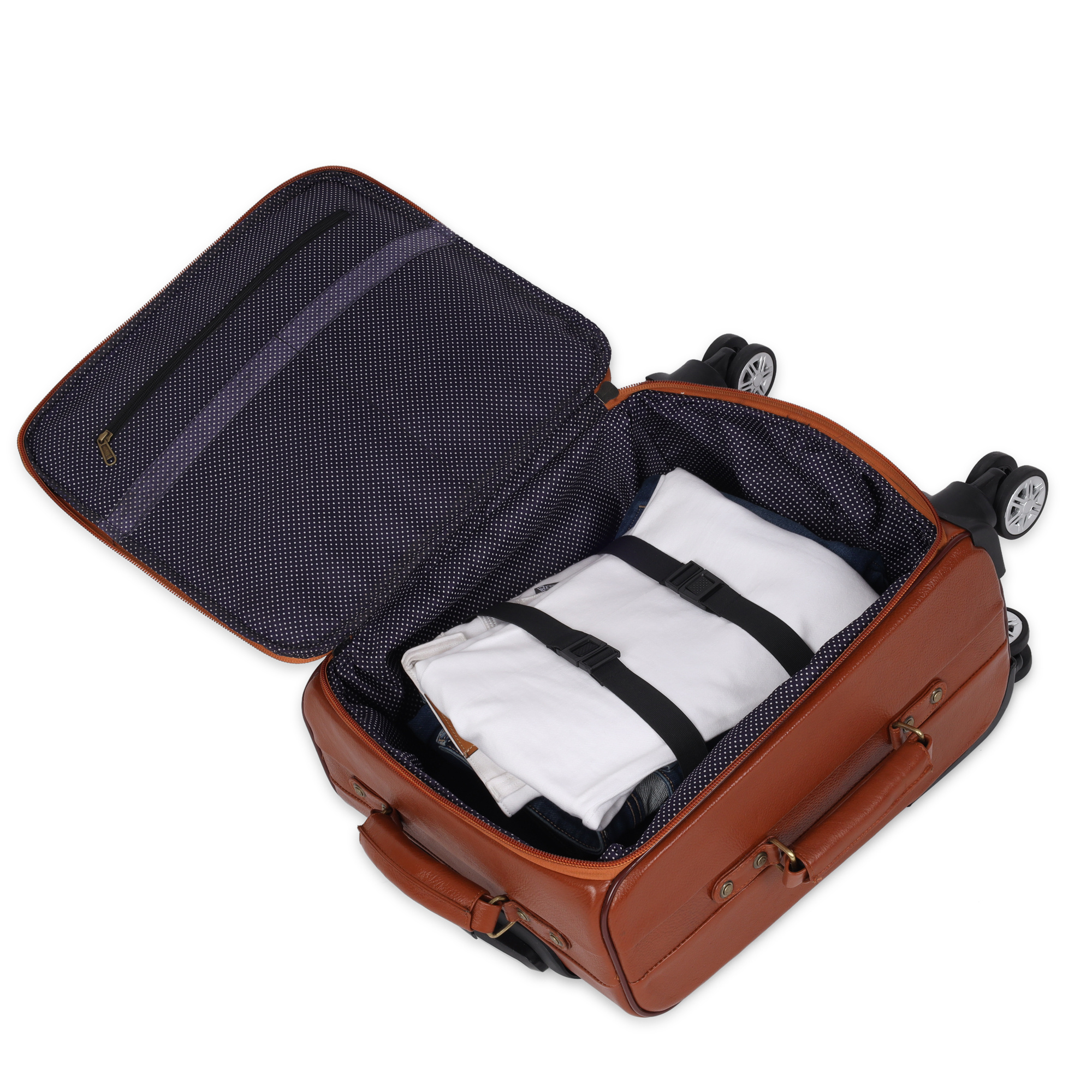 Premium 100% Genuine Leather Unisex Trolley Bag Travel Bags Suitcase Luggage for Travelling