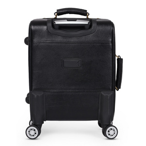 Premium Quality 4 Wheel Trolley 100% Genuine Leather Unisex Trolley Bag Travelling Bag Luggage Suitcases Luggage