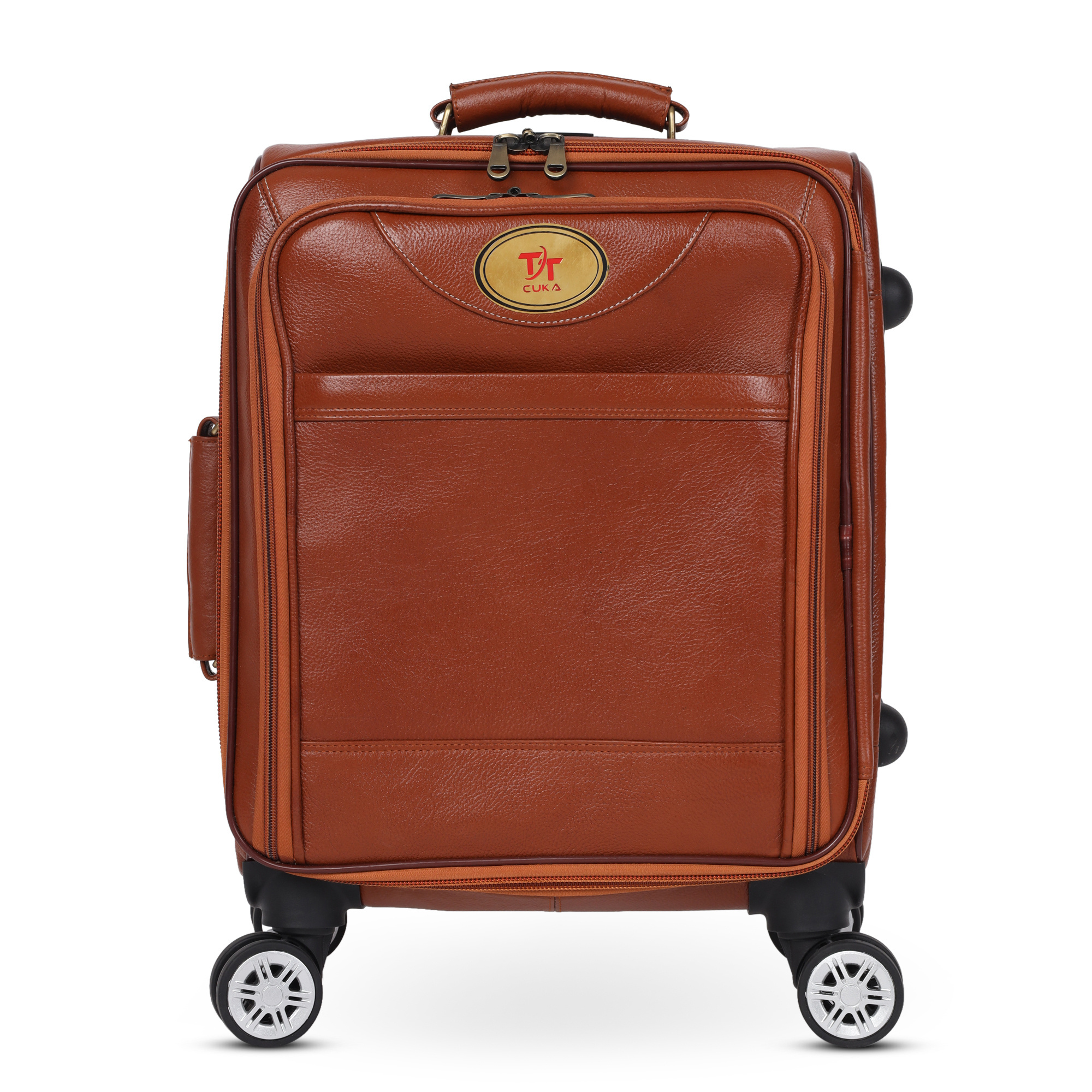 Premium 100% Genuine Leather Unisex Trolley Bag Travel Bags Suitcase Luggage for Travelling