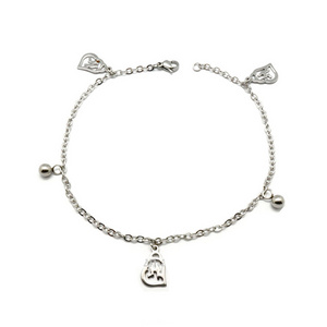 tops for women lover stainless steel heart charm anklet