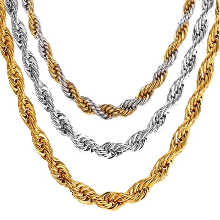 Nickel Free Cuban Link Curb Chain PVD 18k Gold Rope Box Snake Figaro Herringbone Chains Stainless Steel Necklace for Men