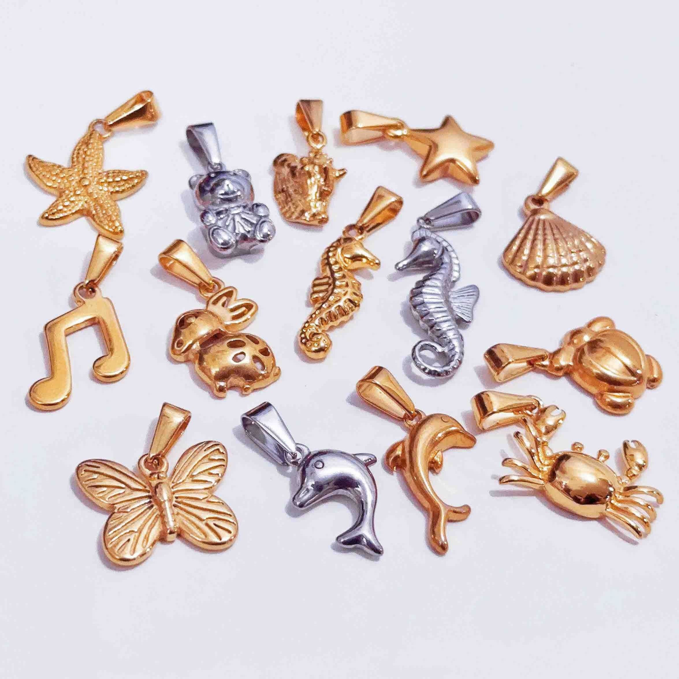 Wholesale Sea Starfish Seahorse Charm 18k Gold Jewelry Custom Pendant Stainless Steel Bohemian Beach Turtle Conch Shell Pendant