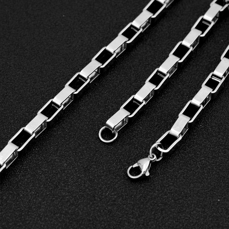 Hot Sell Long Box Bracelet 5mm Gold Silver Jewelry Non Tarnish Stainless Steel Box Chain Bracelet for Men