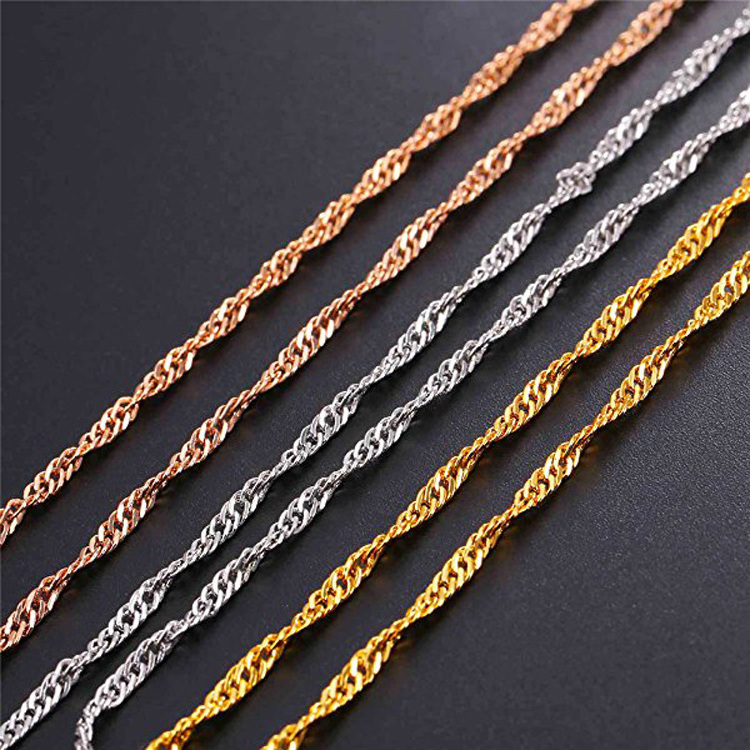 Stainless Steel Yellow Gold Plated Round Snake Chain Necklace Jewelry Fashion 18k Italian Gold Herringbone Chain