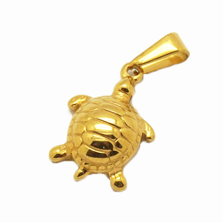 Hot sell turtle pendant sea theme stainless steel animal tortoise jewelry 18K gold plated sea turtle necklace charm