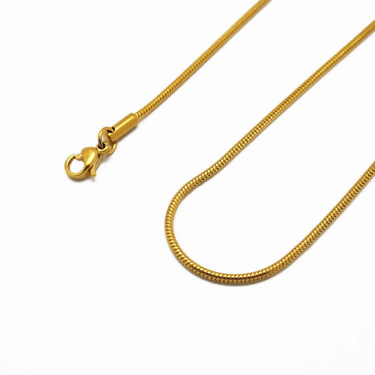 Stainless Steel Yellow Gold Plated Round Snake Chain Necklace Jewelry Fashion 18k Italian Gold Herringbone Chain