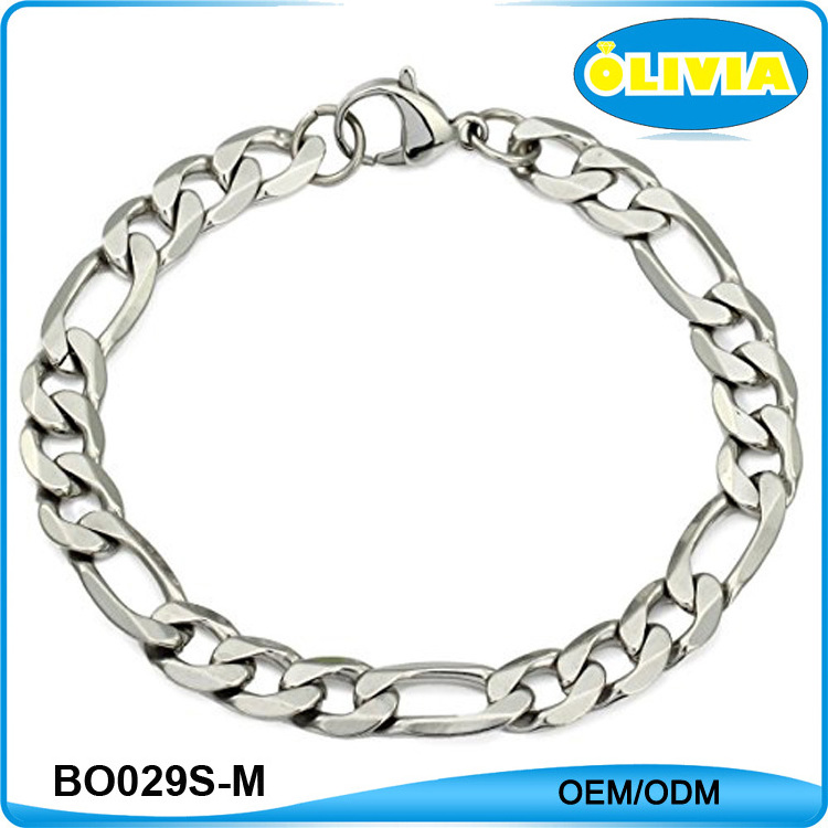 Olivia Stylish Men Bangle, Gold Link Chain Crucible Stainless Steel Figaro Chain Bracelet 4mm 7 Inches