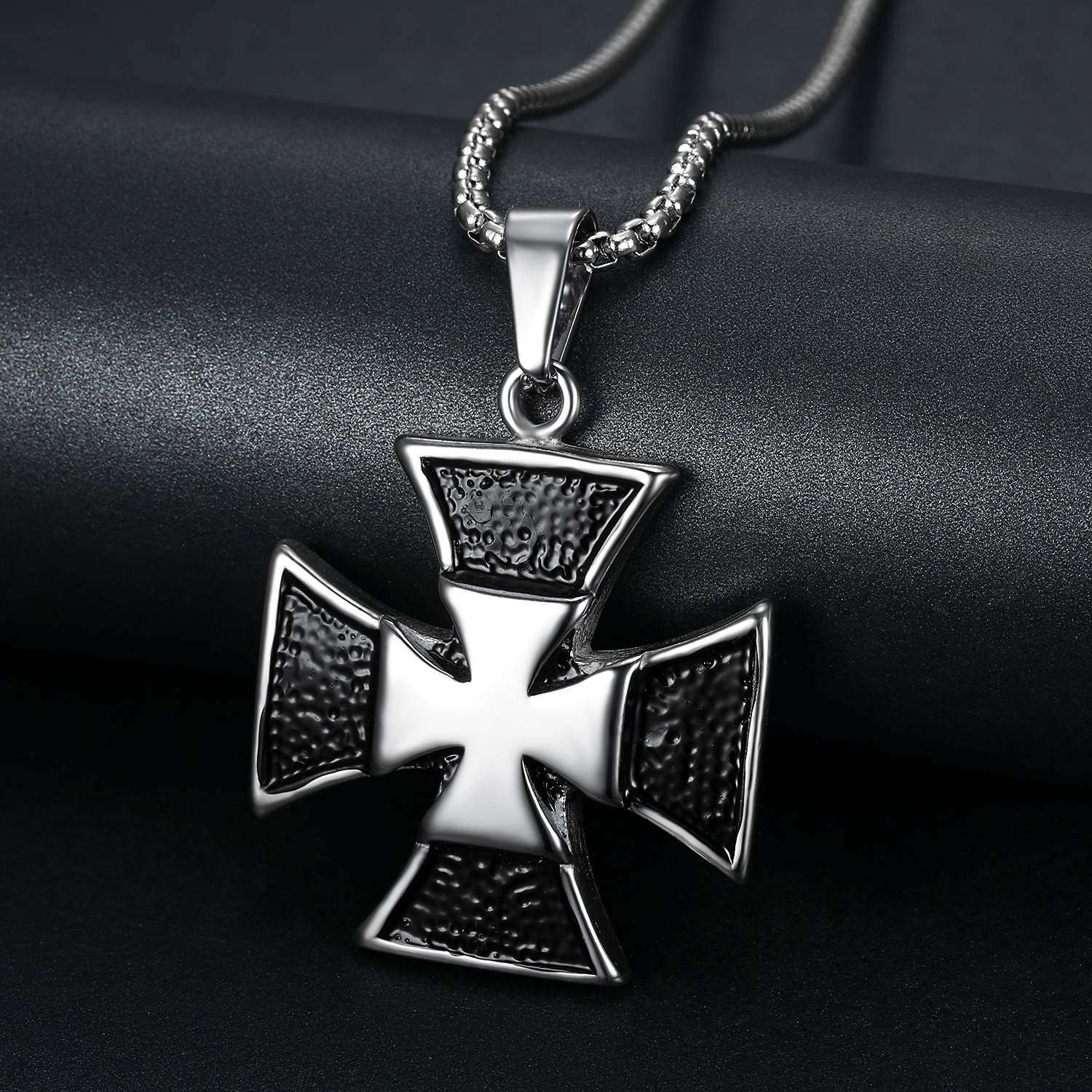 Tarnish Free Crucifix Jewelry Men's Cool Stainless Steel Enamel Crusaders Templar Knights Cross Pendant Necklace