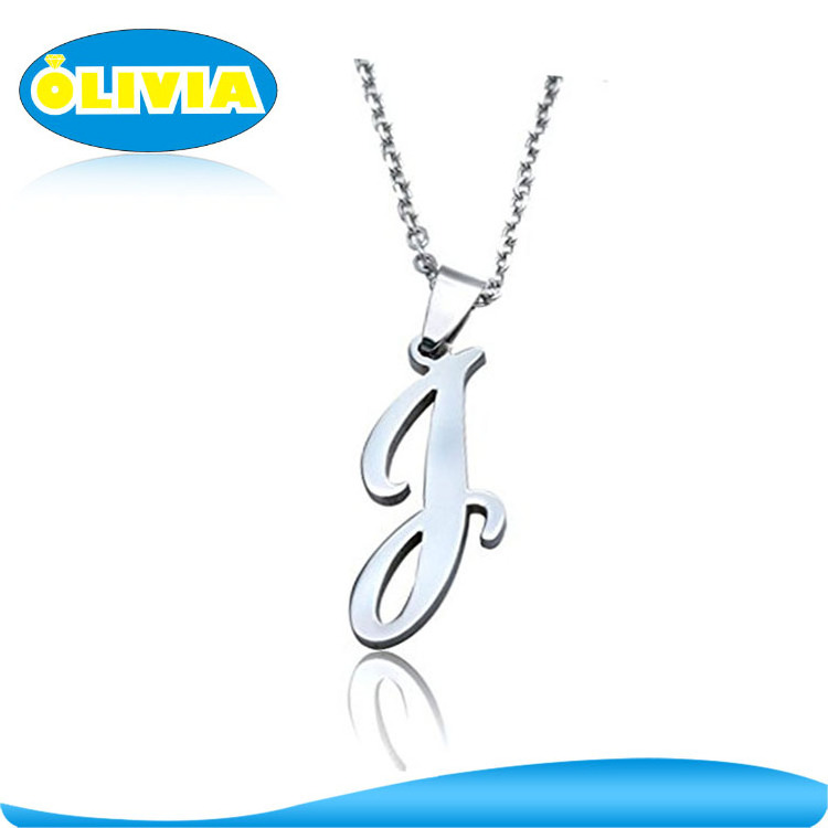 Olivia Jewelry 18 inch Gold Chain Stainless Steel Mens Womens Name Initial Letter Pendant Necklace with 26 Letters