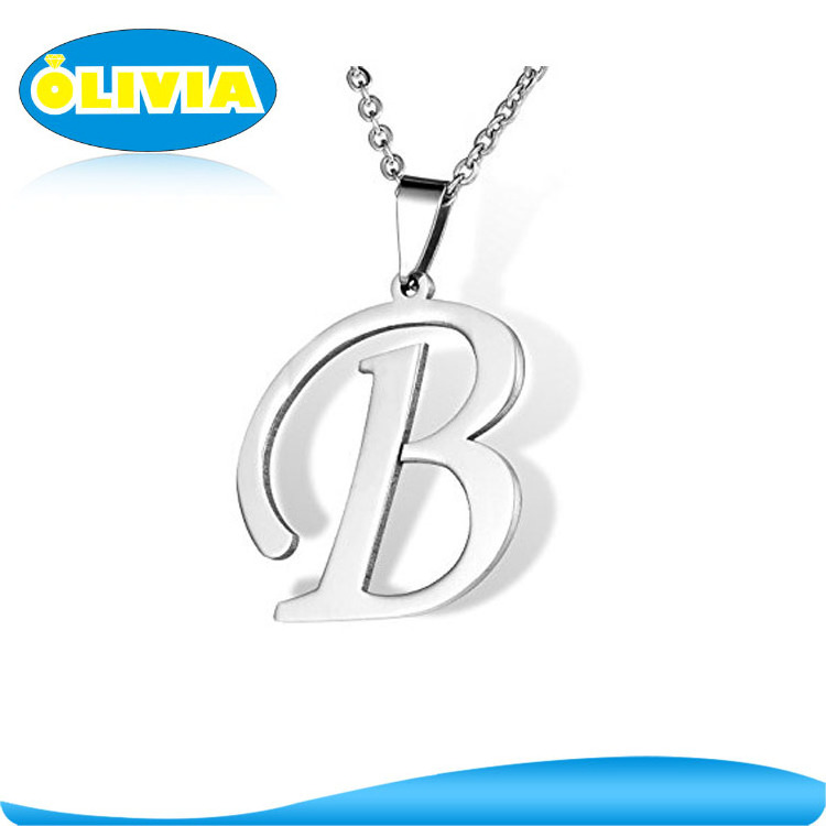 Olivia Jewelry 18 inch Gold Chain Stainless Steel Mens Womens Name Initial Letter Pendant Necklace with 26 Letters