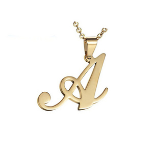 Olivia Jewelry 18 inch Gold Chain Stainless Steel Mens Womens Name Initial Letter Pendant Necklace with 26 Letters