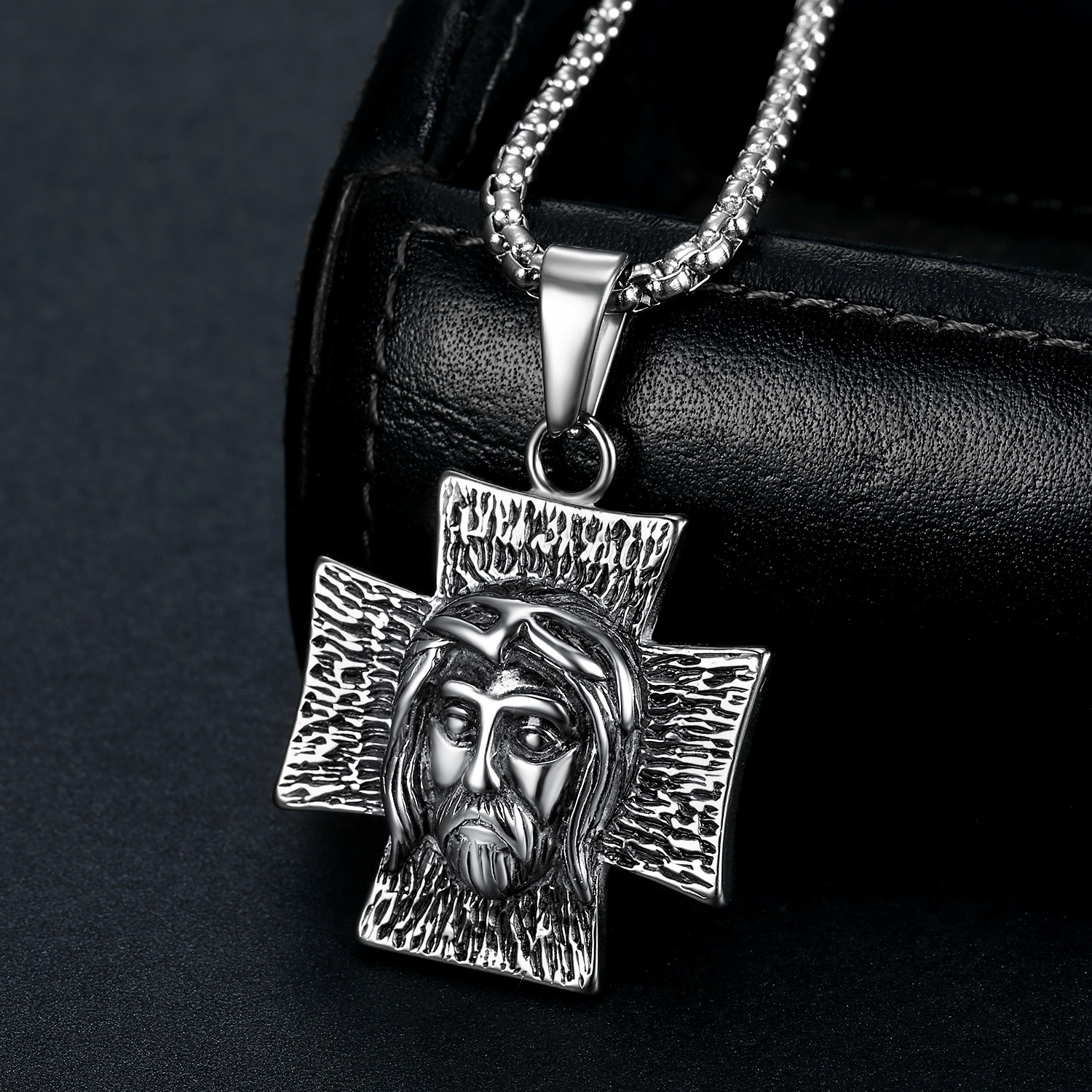 Tarnish Free Crucifix Jewelry Men's Cool Stainless Steel Enamel Crusaders Templar Knights Cross Pendant Necklace