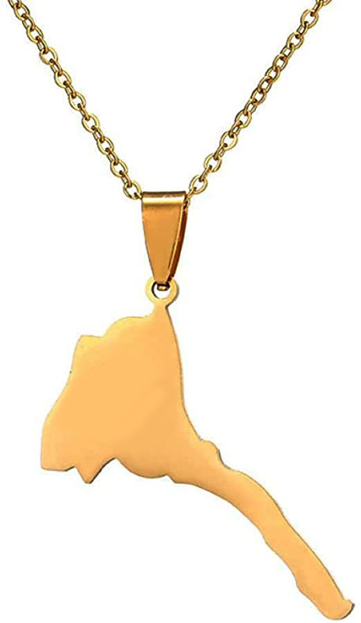 Trendy 18K Gold Plated Eritrea Map Necklace Ethiopia Country Map Charm Sierra Leone Flag Necklace Women Men Africa Jewelry Gift