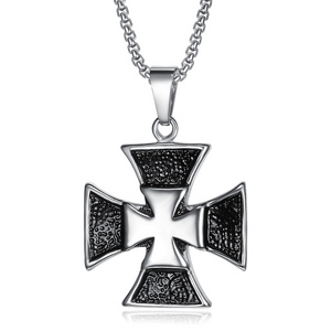 Tarnish Free Crucifix Jewelry Men's Cool Stainless Steel Enamel Crusaders Templar Knights Cross Pendant Necklace