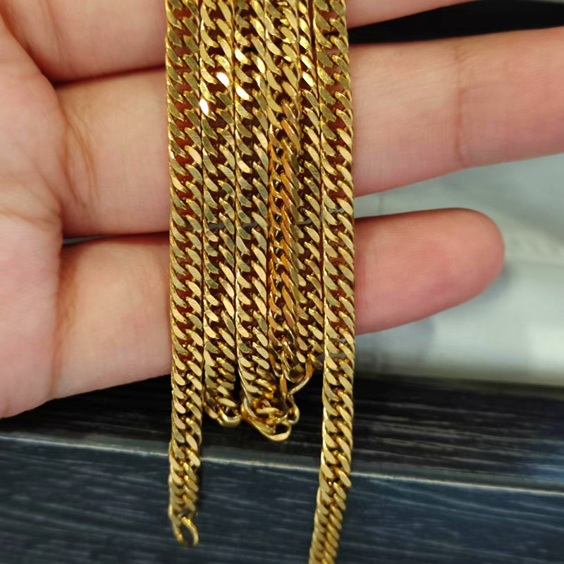 Multiple Styles Wholesale 14K 18K Figaro Herringbone Choker Chain Necklace Hip Hop Curb Cuban Gold Plated Chain For Women Men