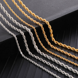 2mm 3mm 4mm 5mm Waterproof Long Neck Chain Jewelry Stainless Steel Rope Link Chain Simple Gold Twist Rope Chain Necklace Men