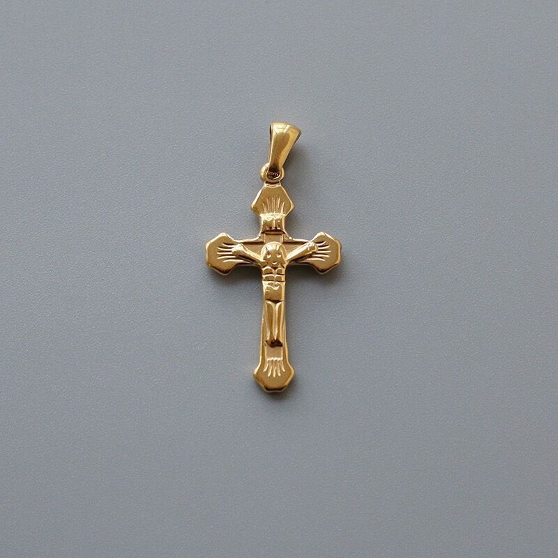 Men Boys Fashion Celtic Cross Jewelry 18k Gold Horn Charm Queen Pendants Stainless Steel Beads Cross Baroque Cross Pendant