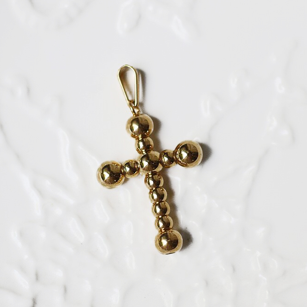 Men Boys Fashion Celtic Cross Jewelry 18k Gold Horn Charm Queen Pendants Stainless Steel Beads Cross Baroque Cross Pendant