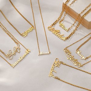 Fashion stainless steel jewelry personalized name letter necklace women nameplate choker custom logo gold plated necklace