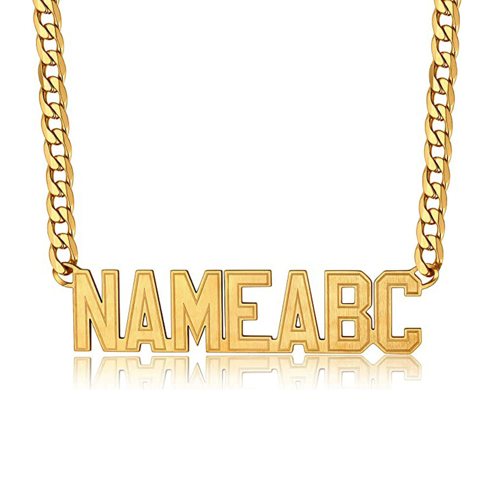 Fashion stainless steel jewelry personalized name letter necklace women nameplate choker custom logo gold plated necklace