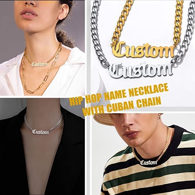 Fashion stainless steel jewelry personalized name letter necklace women nameplate choker custom logo gold plated necklace