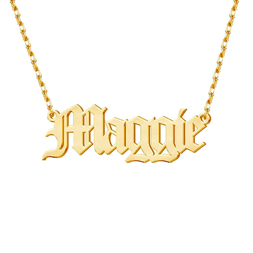 Fashion stainless steel jewelry personalized name letter necklace women nameplate choker custom logo gold plated necklace