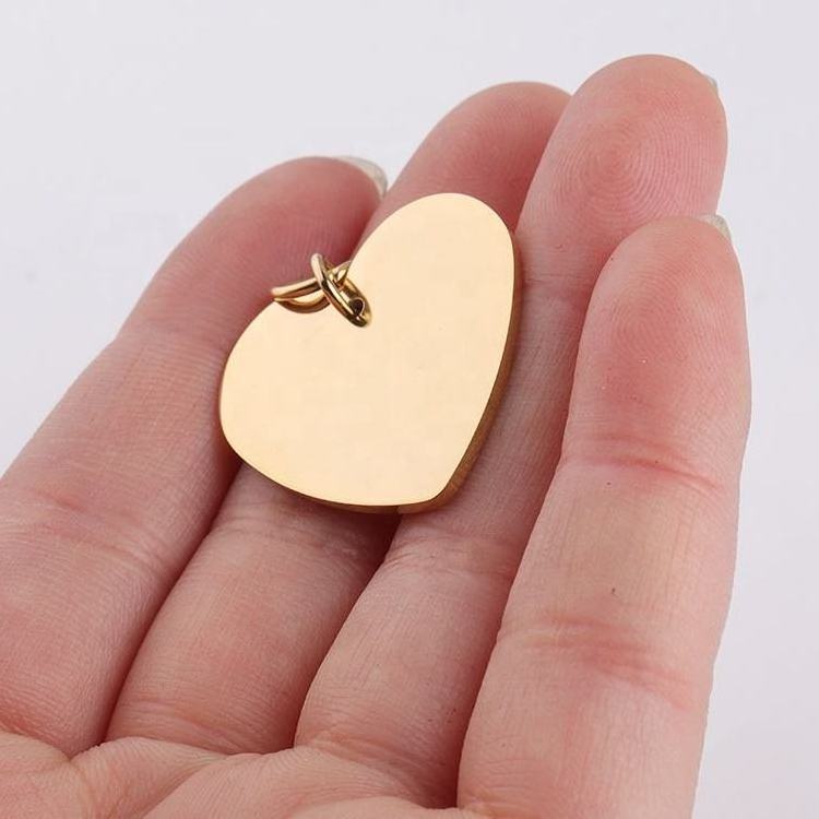 Jewelry Supplies Making Accessories Pendant Stainless Steel Jewelry PVD Plated Custom Engraving LOGO Heart Pendant Accessories