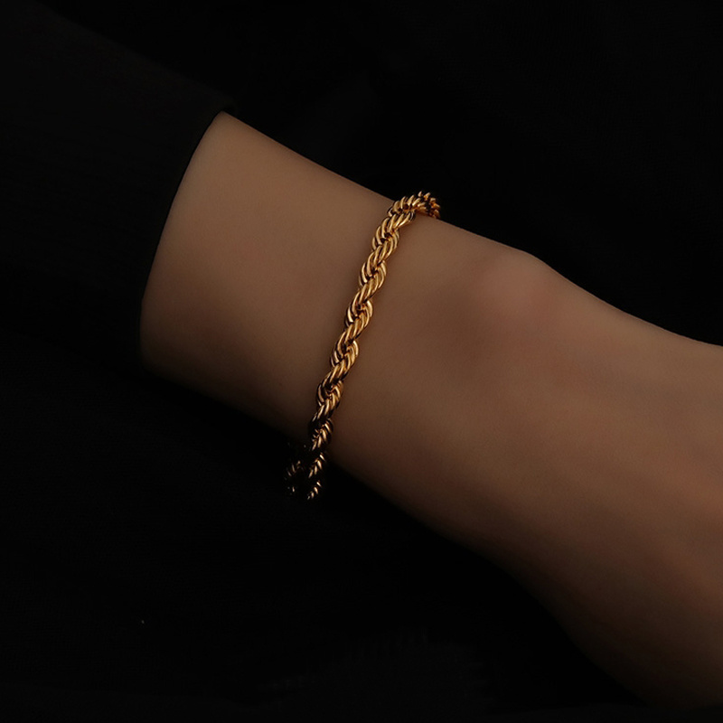 Waterproof 18k Gold Plated Thin Dainty Stackable Cuban Link Paperclip Chain Bracelet Fashion Accessories Jewelry For Men Women