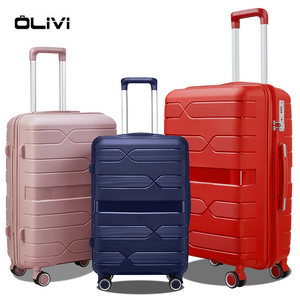 Factory Direct Sell 3 Pcs Sets Custom Logo Luggage Carry On PP Suitcase  With TSA Lock Travel Trolley Luggage Sets