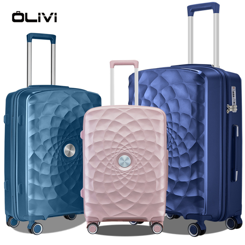 Trendy PP Trolley Luggage Sets 20 24 28 inch Wholesale PP Suitcase Sets Customized Logo Traveling Spinner Wheel Luggage