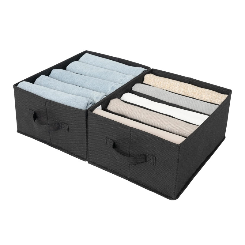 Customizable Various Organizers Black 2 Pack Non-Woven Closet Clothes Organizer 5 Compartment Clothes Organizer