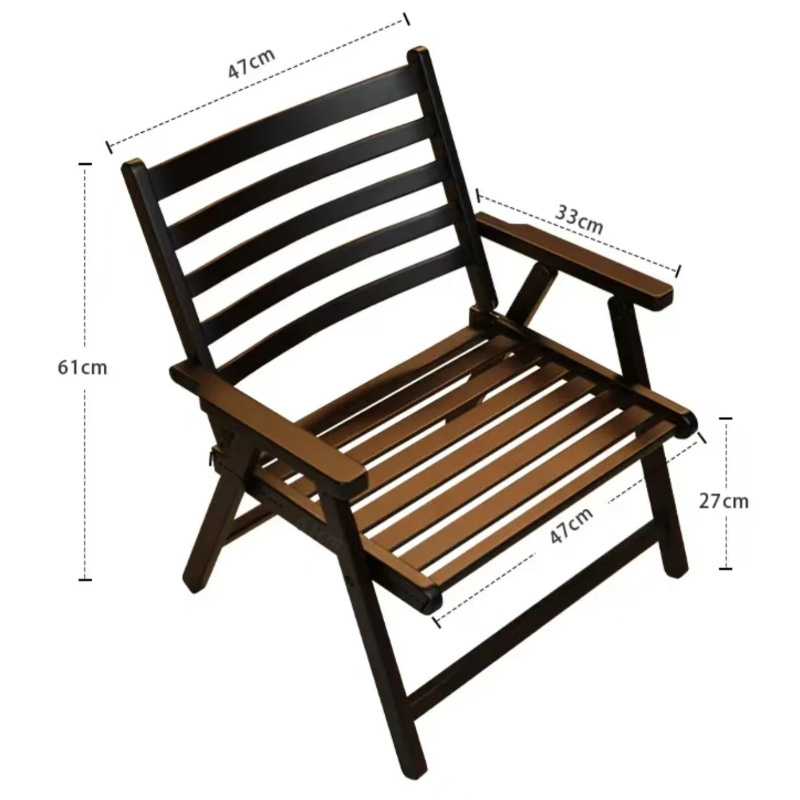 Foldable Bamboo Dining Chair Armchair Patio or Balcony Seating Modern Rustic Outdoor Furniture Back Chairs