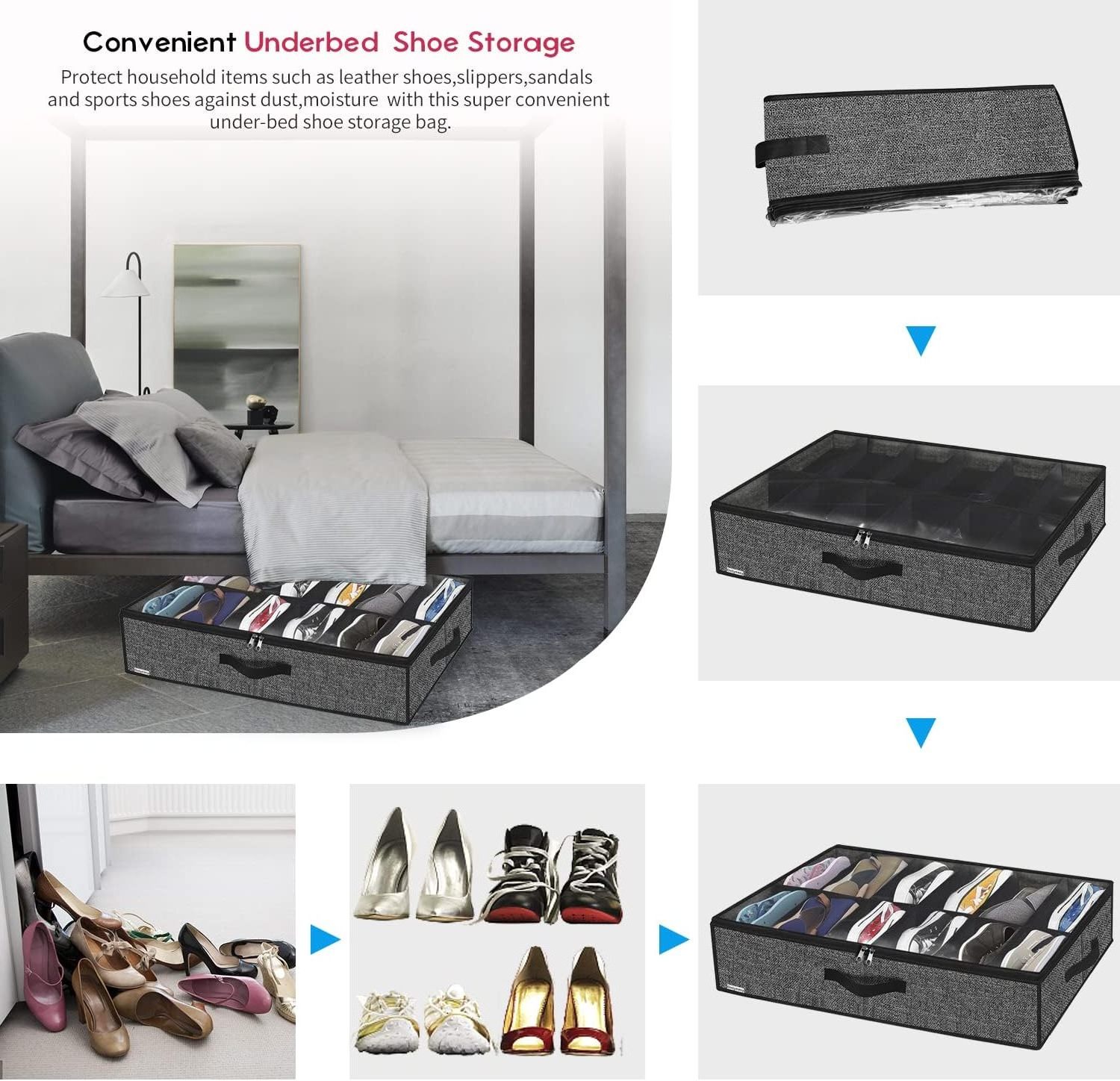 Hot Sale Multi-Purpose Large Closet Shoe Divider Box Under Bed Shoe Organizer Two Piece Set