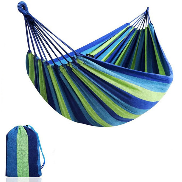 Outdoor Portable Camping Cotton Canvas Double Person Brazilian Striped Hammock