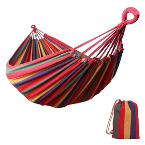 Outdoor Portable Camping Cotton Canvas Double Person Brazilian Striped Hammock