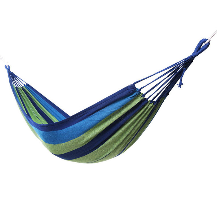 Outdoor Portable Camping Cotton Canvas Double Person Brazilian Striped Hammock