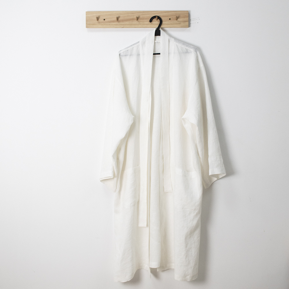 luxury quality wholesale plus size lightweight knee length robes for women white linen robe 100% linen kimono