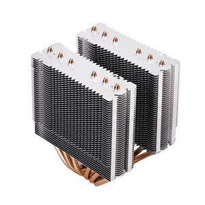 Aluminum Buckled Fins with  6  Heat Pipes  customized stacked fin Heat Sink for Server  300W 400W