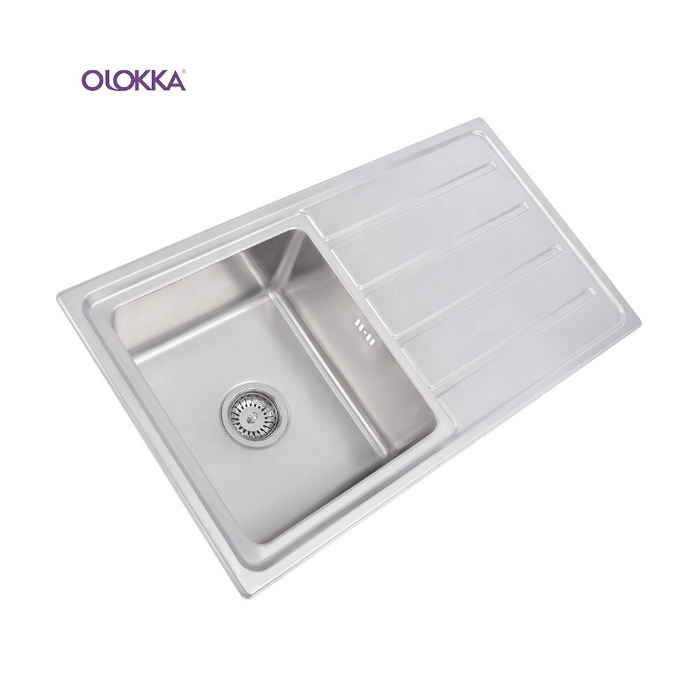 single Kitchen Sink Glass Rinser Aluminium Kitchen Party Washing Sinks Kichen With overflow board