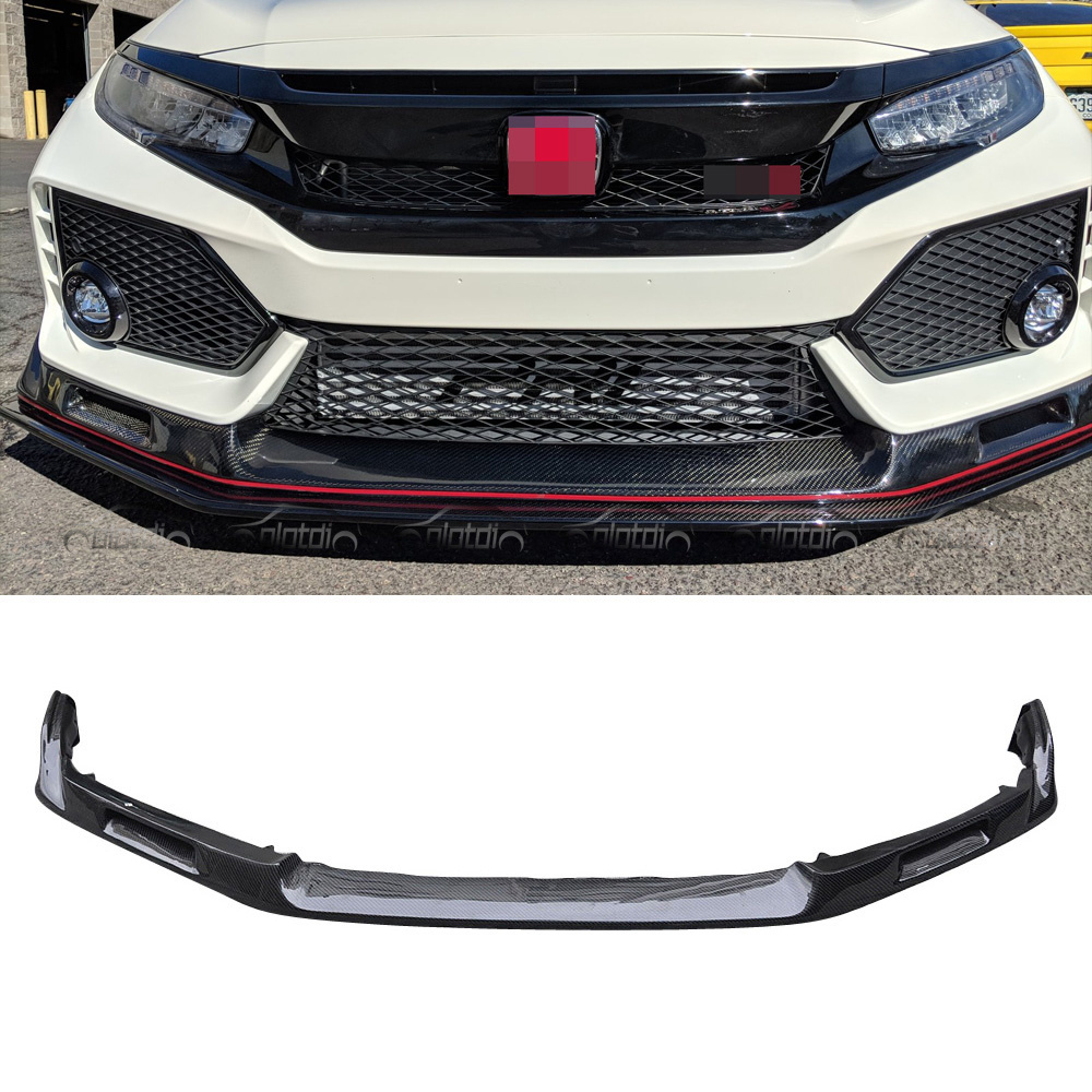 EV Style Carbon Front Bumper Lip Chin Spoiler Front Splitter for Honda Civic 10TH Gen FK8 Type R Si 2016+