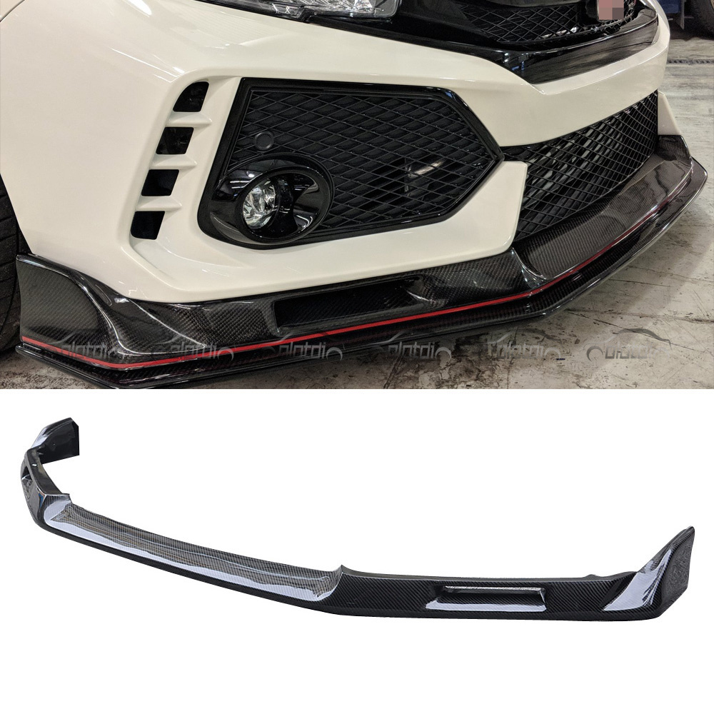 EV Style Carbon Front Bumper Lip Chin Spoiler Front Splitter for Honda Civic 10TH Gen FK8 Type R Si 2016+