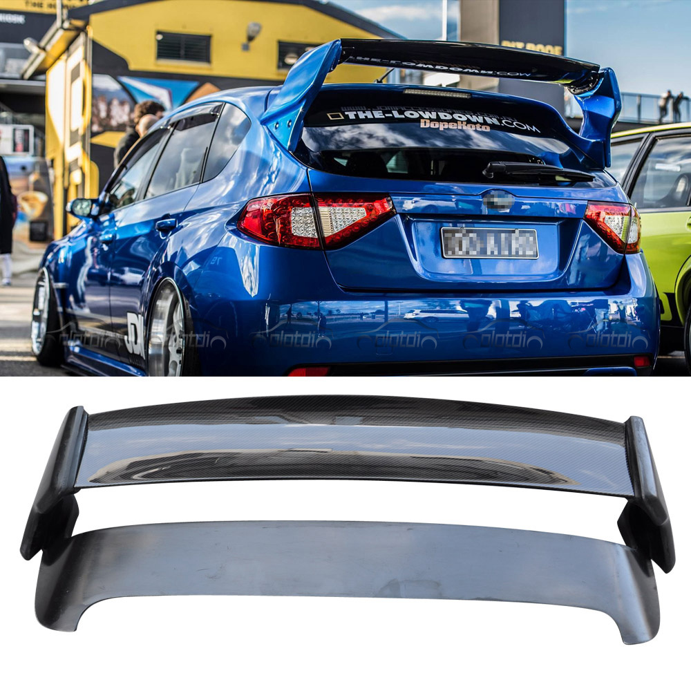 VS Style Carbon Fiber+FRP Rear Trunk Boot Lip Wing With LED Light Roof Spoiler For Subaru Impreza WRX STI