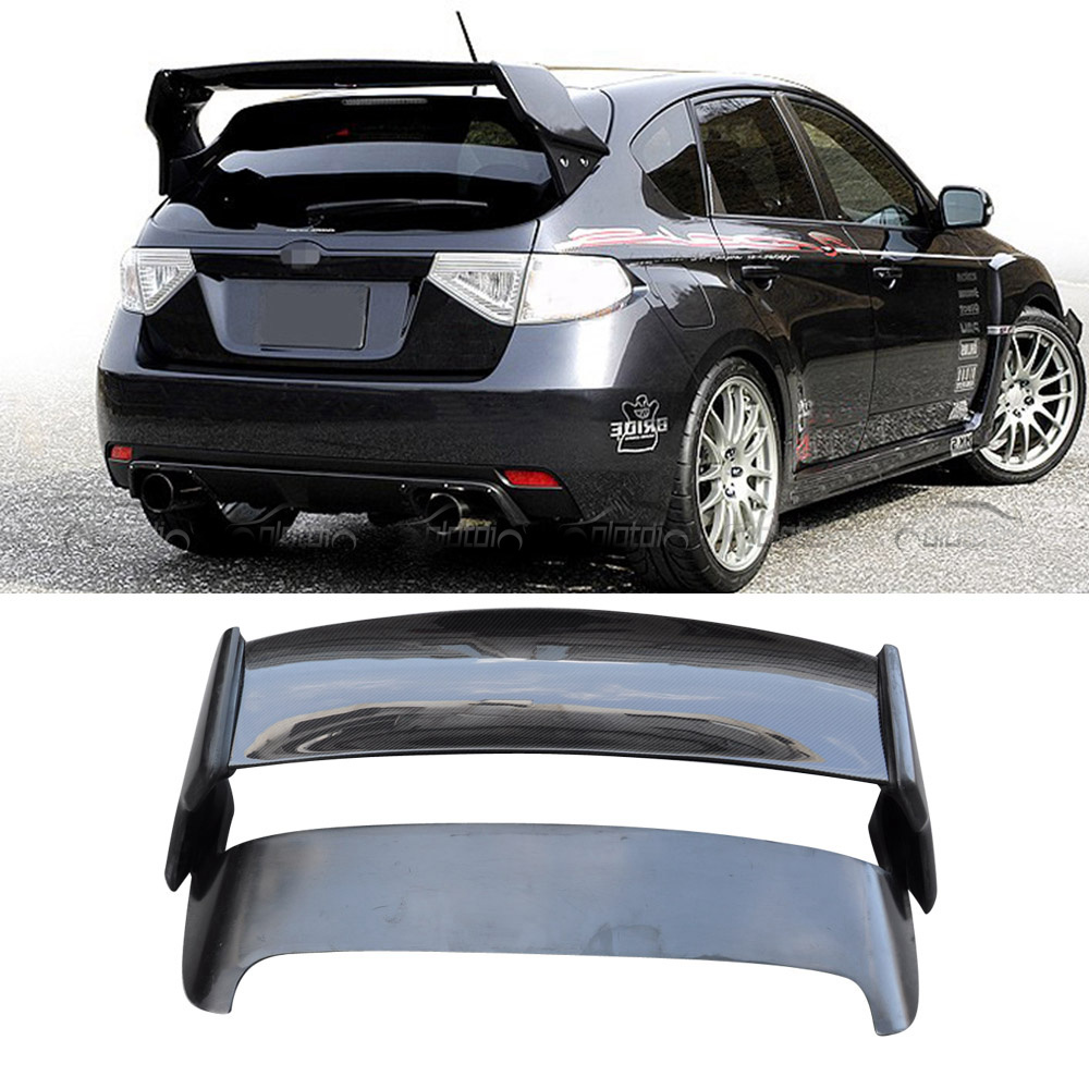 VS Style Carbon Fiber+FRP Rear Trunk Boot Lip Wing With LED Light Roof Spoiler For Subaru Impreza WRX STI