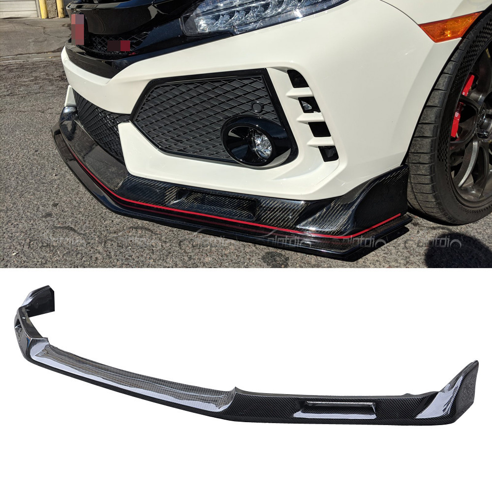 EV Style Carbon Front Bumper Lip Chin Spoiler Front Splitter for Honda Civic 10TH Gen FK8 Type R Si 2016+