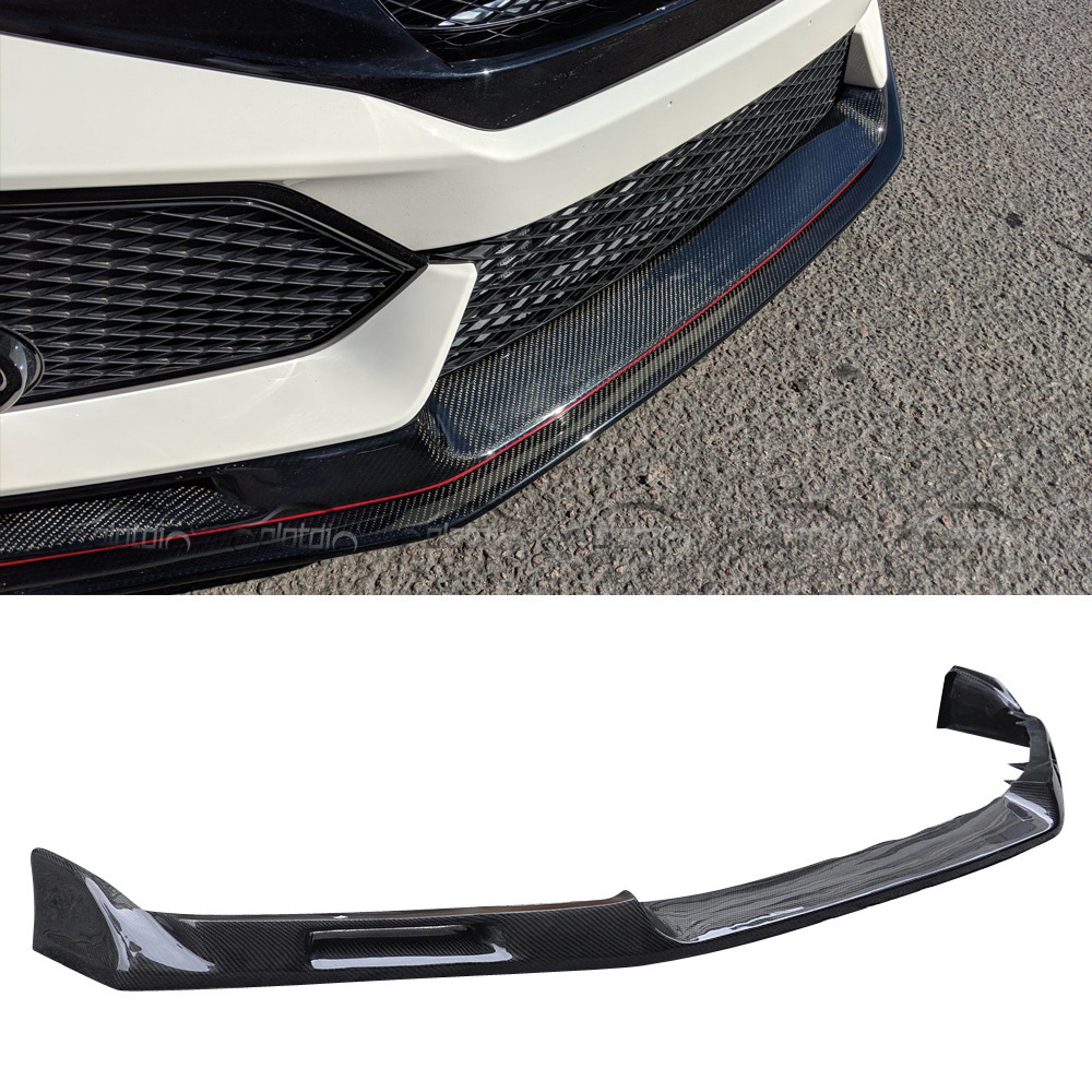 EV Style Carbon Front Bumper Lip Chin Spoiler Front Splitter for Honda Civic 10TH Gen FK8 Type R Si 2016+