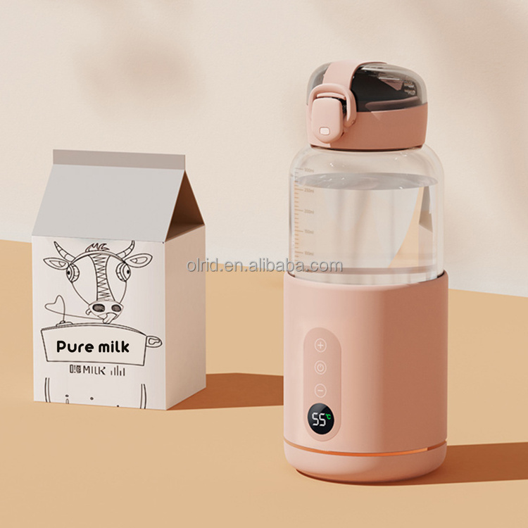 Portable Adjustable Wireless Milk Warmer Heating Constant Temperature Rechargeable Wireless Bottle Warmer Baby Insulation Glass