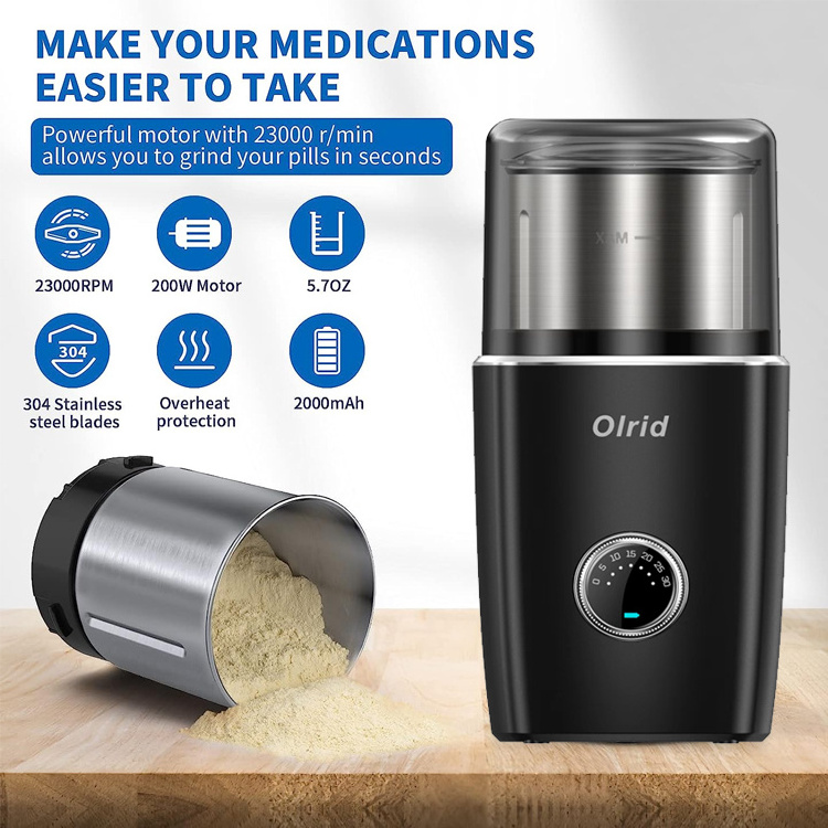 Cordless Electric Pill Crusher Grinder Pulverize Multiple Pills Small and Large Medication and Vitamin Tablets to Fine Powder