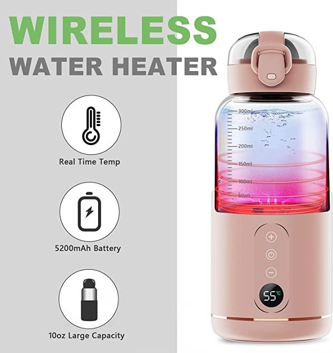 2024 hot selling USB rechargeable wireless bottle milk warmer glass baby bottle portable outdoor milk bottle warmer for kids