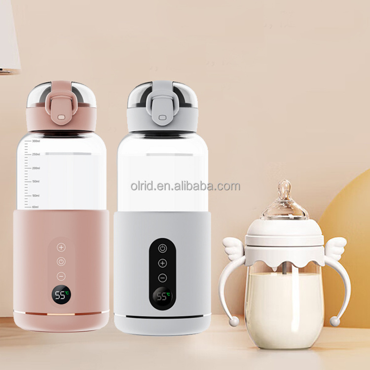 Portable Adjustable Wireless Milk Warmer Heating Constant Temperature Rechargeable Wireless Bottle Warmer Baby Insulation Glass